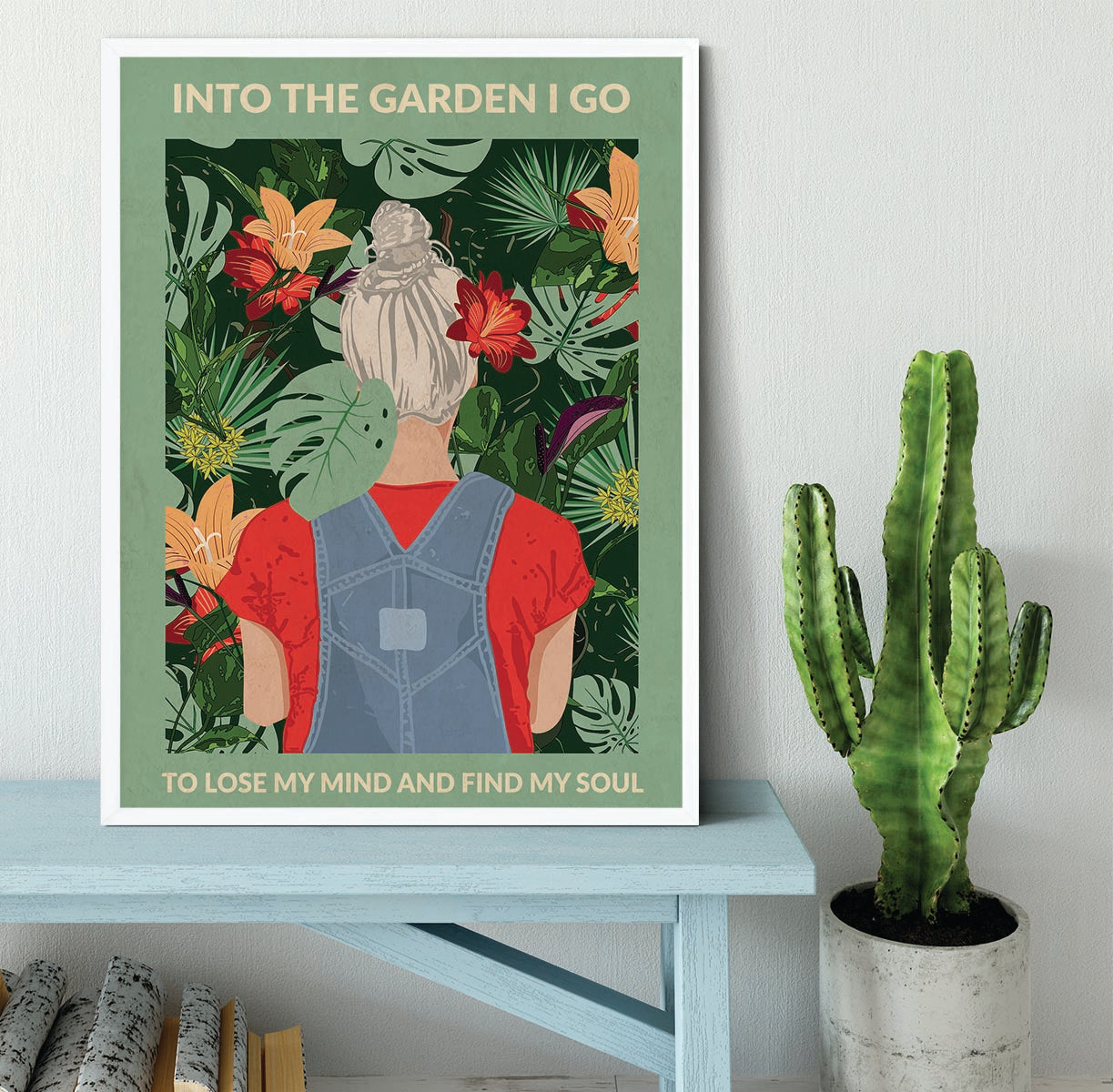 Into the Garden grey a Light Green Framed Print - 1x -6