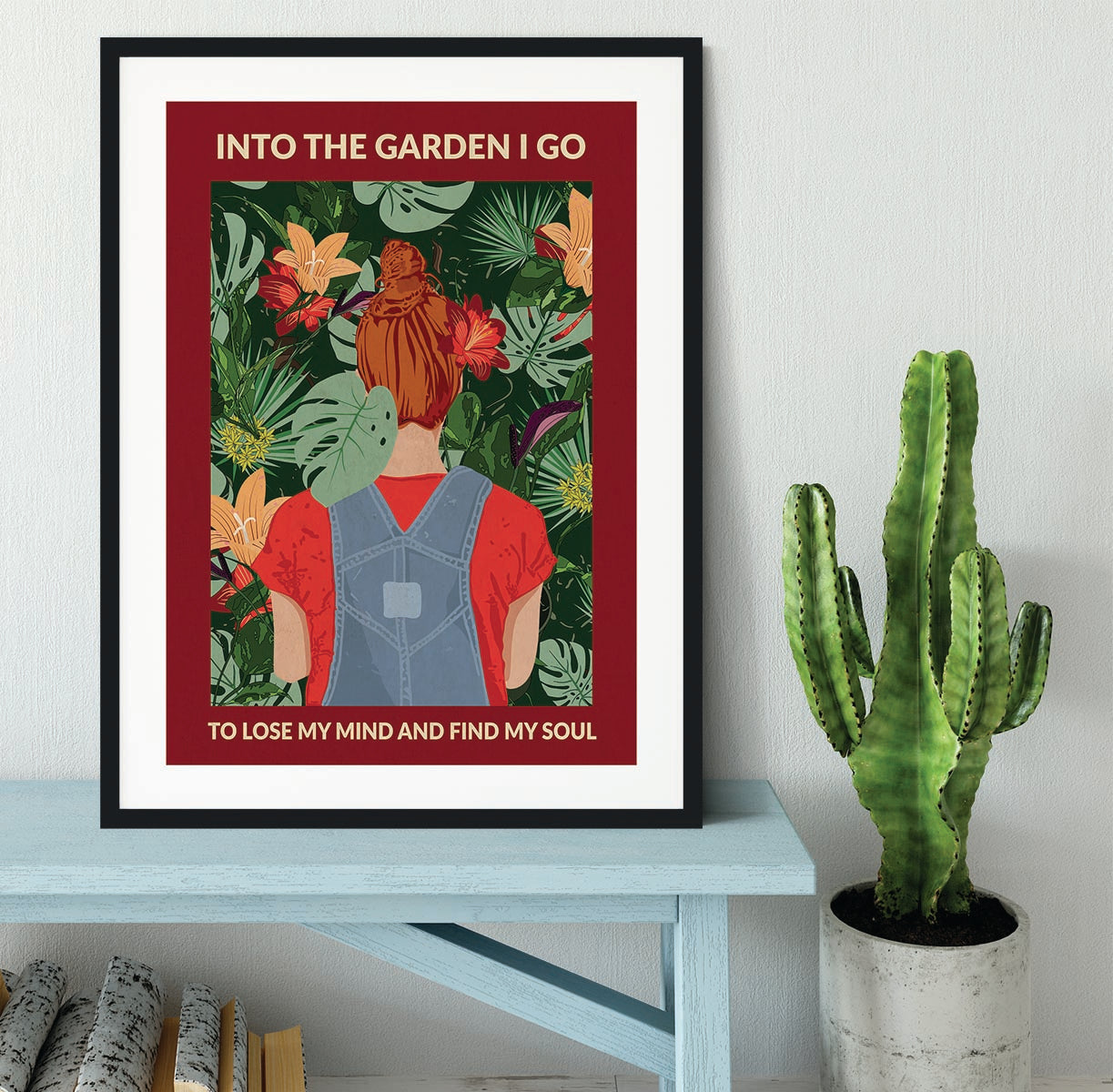 Into the Garden redhead a Burgundy Framed Print - 1x - 1