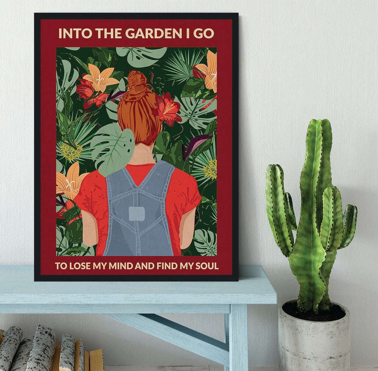 Into the Garden redhead a Burgundy Framed Print - 1x - 2