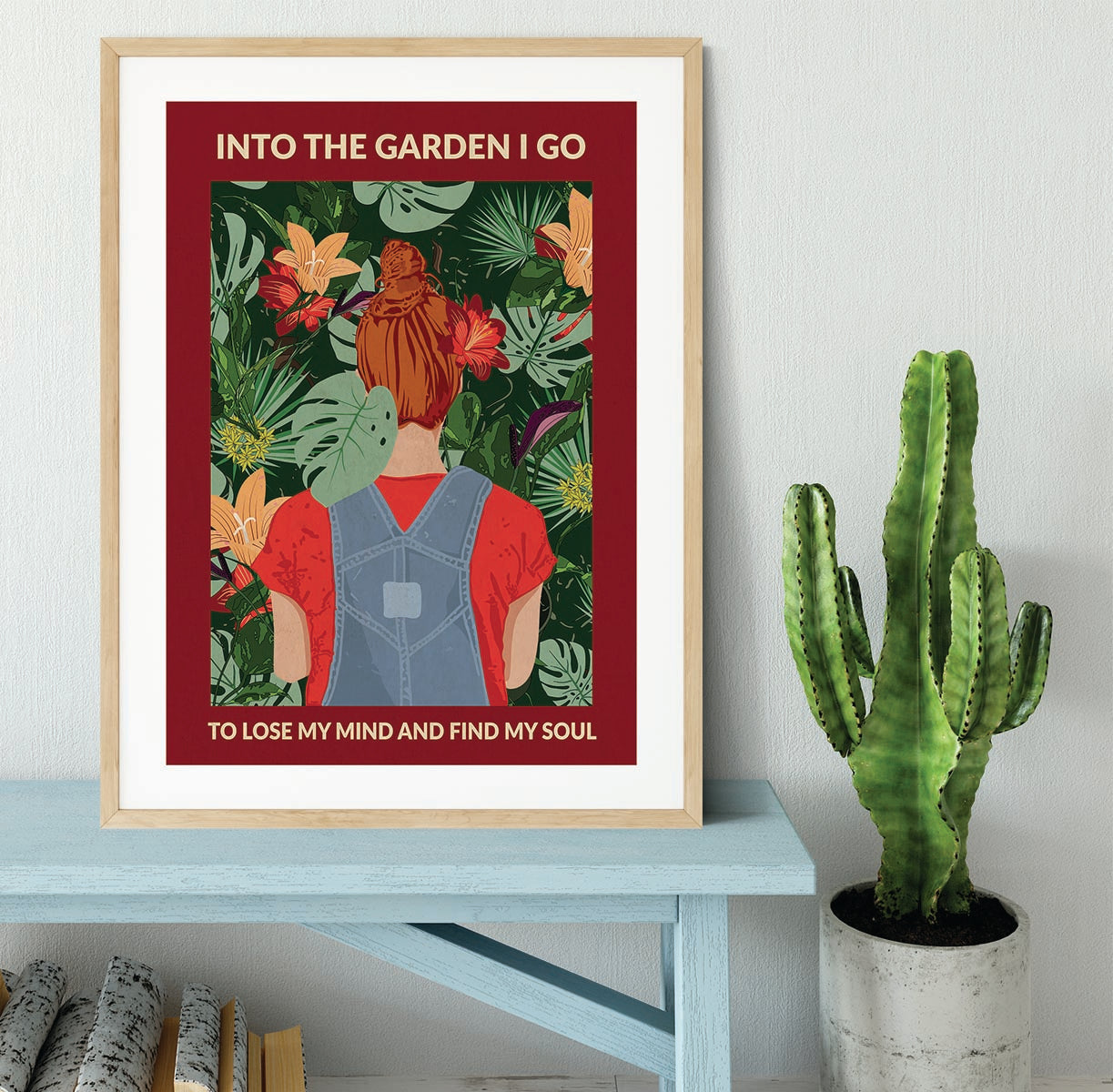 Into the Garden redhead a Burgundy Framed Print - 1x - 3