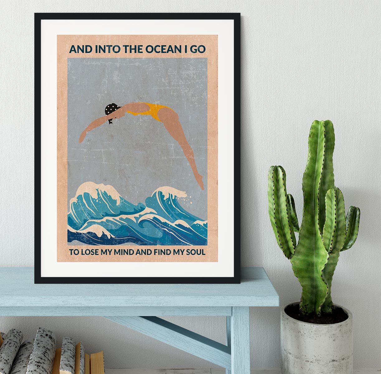 Into the Ocean blue Standard Wall Art Framed Print - 1x - 1