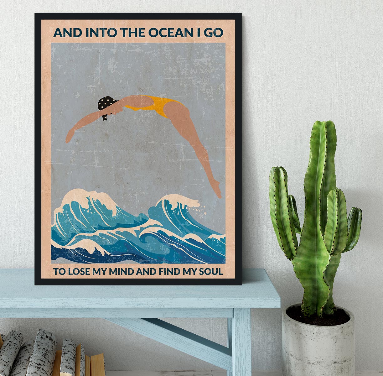 Into the Ocean blue Standard Wall Art Framed Print - 1x - 2