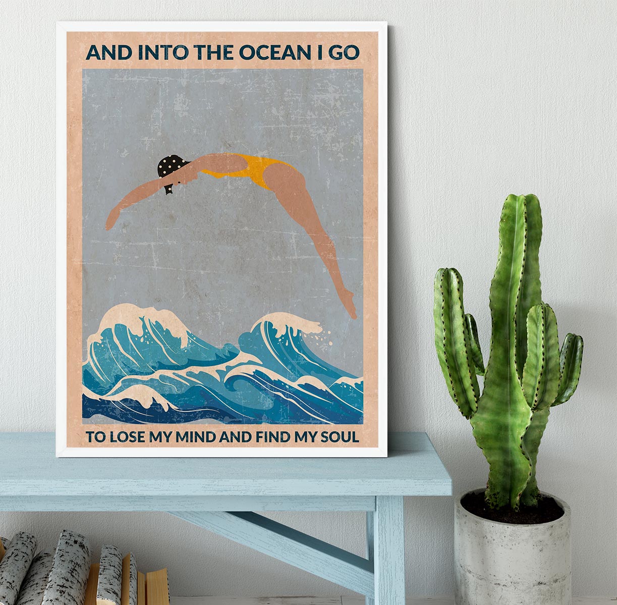 Into the Ocean blue Standard Wall Art Framed Print - 1x -6