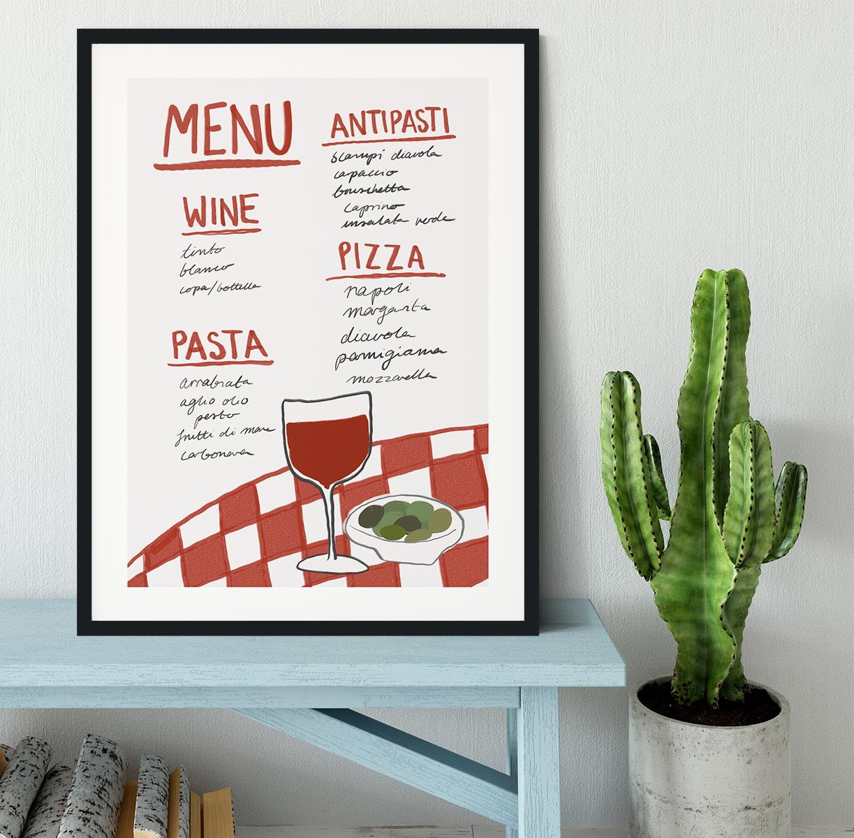 Italian Menu Framed Print - Canvas Art Rocks - 1