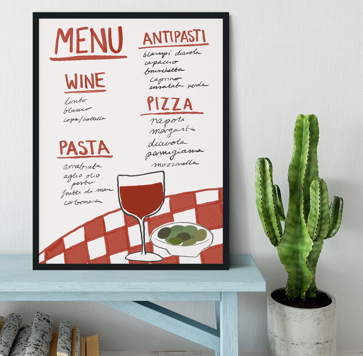 Italian Menu Framed Print - Canvas Art Rocks - 2