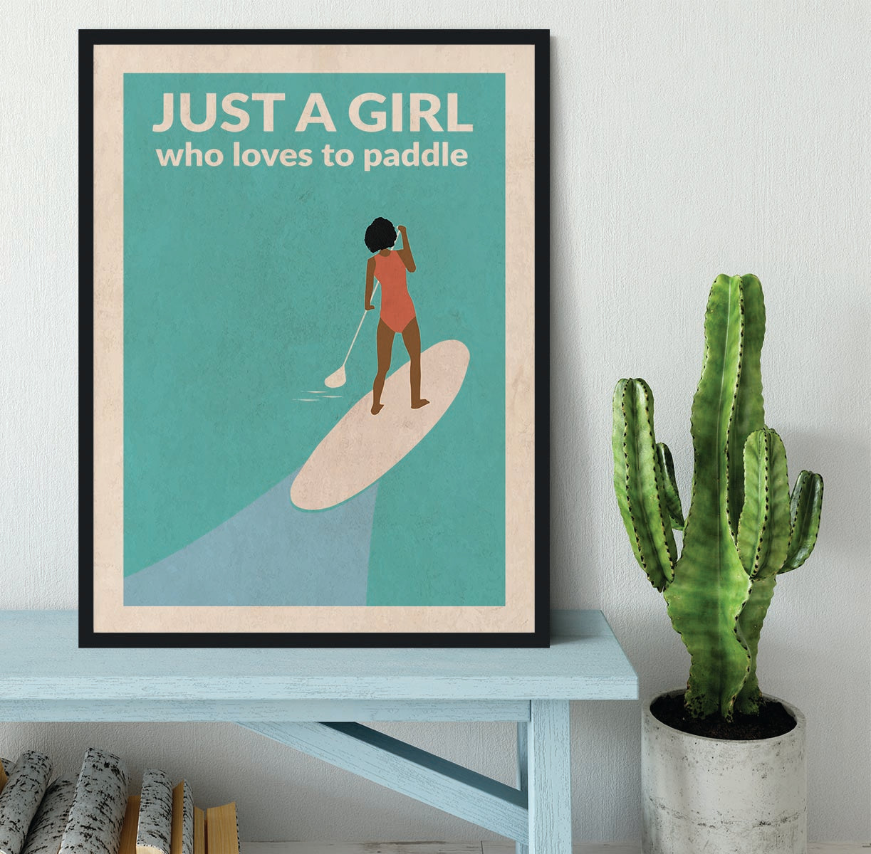 Just a Girl Who Loved To Paddle afro Framed Print - 1x - 2