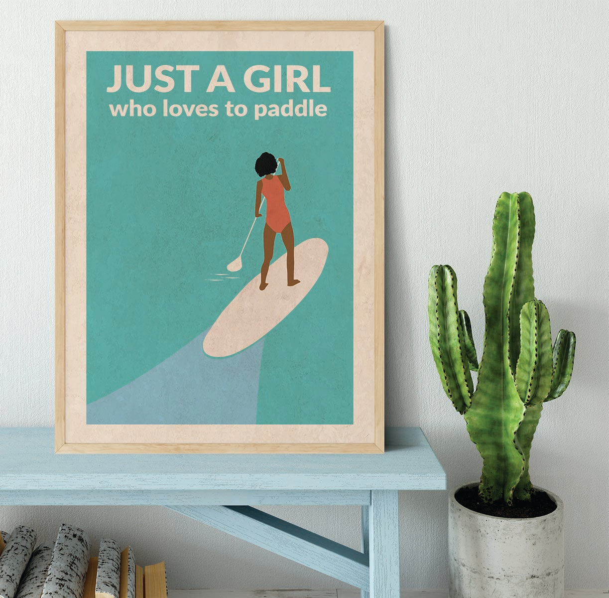 Just a Girl Who Loved To Paddle afro Framed Print - 1x - 4