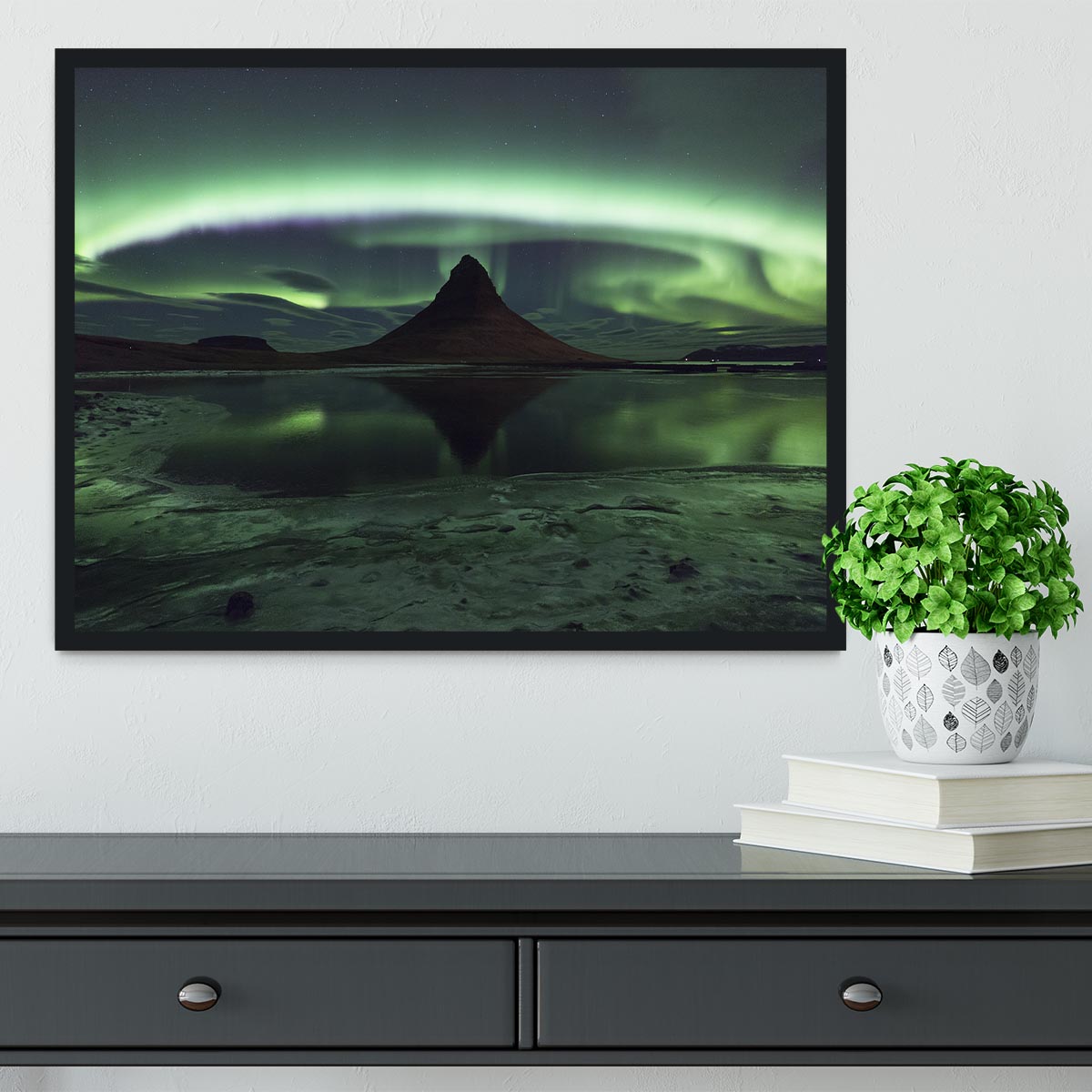 Kirkjufell Aurora Framed Print - Canvas Art Rocks - 2