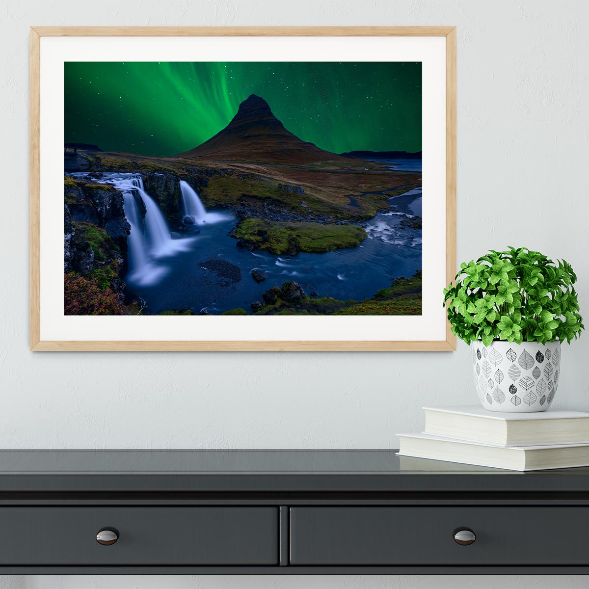 Kirkjufell Under a boreal green sky Framed Print - Canvas Art Rocks - 3