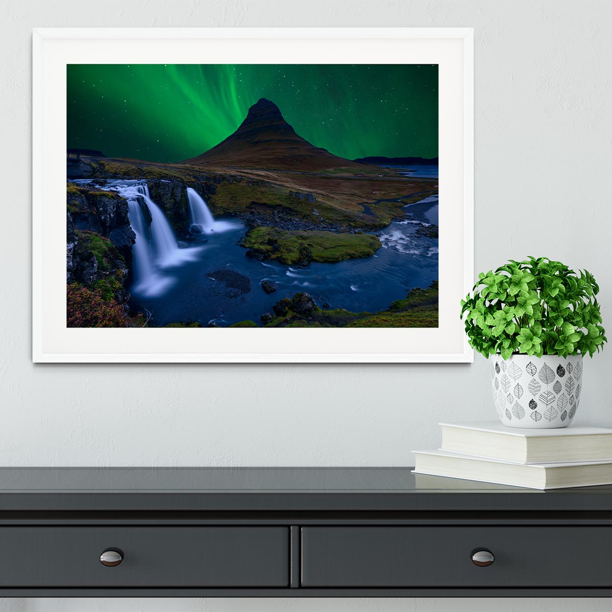 Kirkjufell Under a boreal green sky Framed Print - Canvas Art Rocks - 5