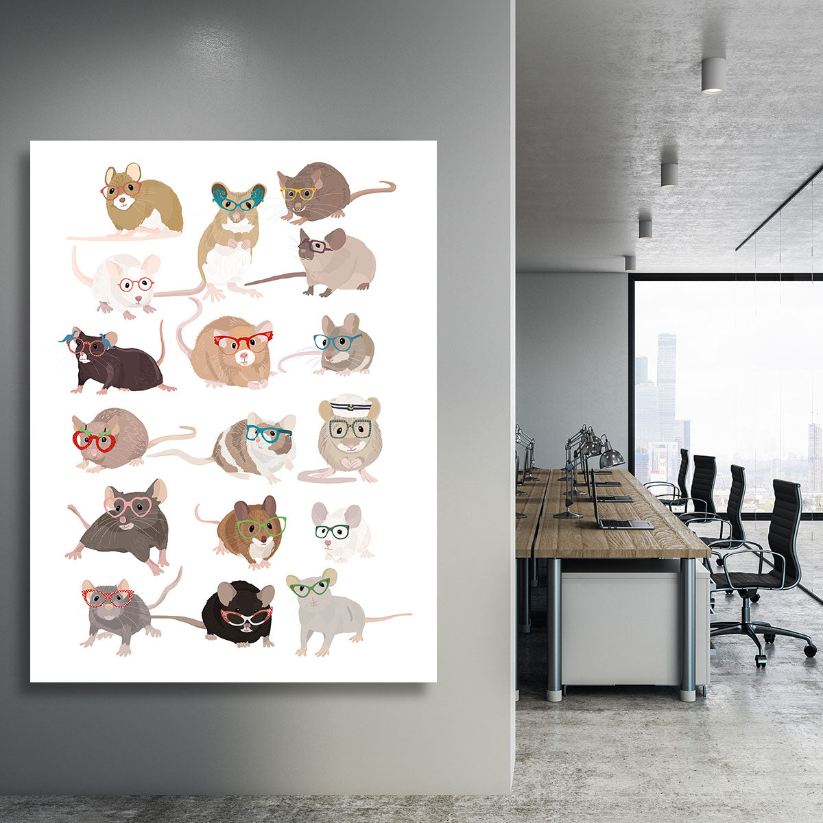 Mice In Glasses Canvas Print or Poster - 1x - 3