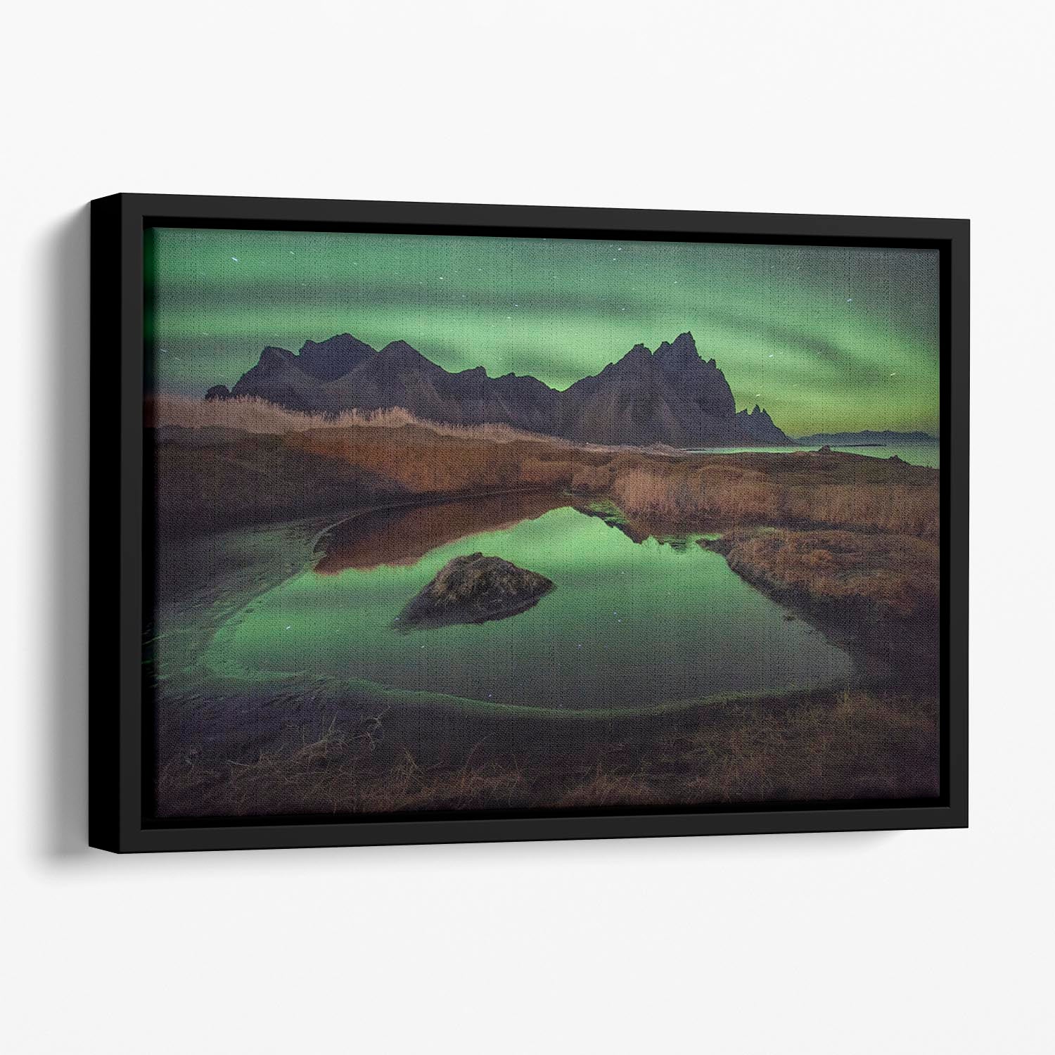 Mirror in the sand Floating Framed Canvas - Canvas Art Rocks - 1