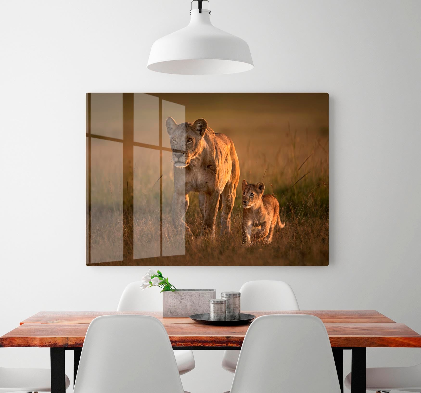 Mom lioness with cub Acrylic Block - 1x - 2