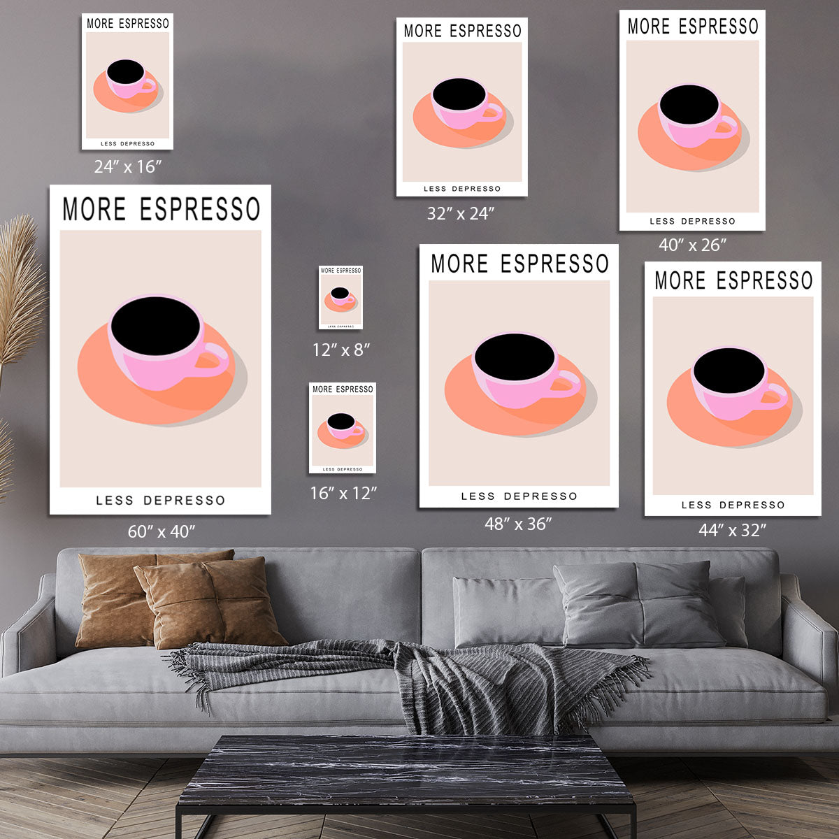 More Espresso Less Depresso Canvas Print or Poster - Canvas Art Rocks - 7