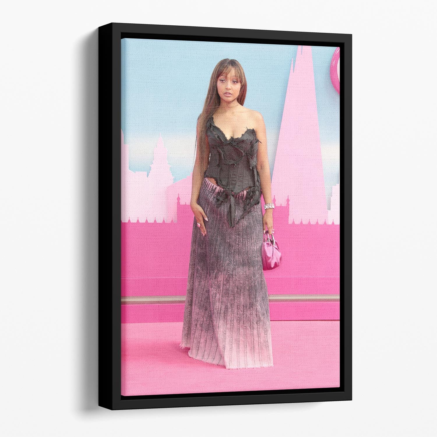 PinkPantheress at the Barbie premiere Floating Framed Canvas - Canvas Art Rocks - 1