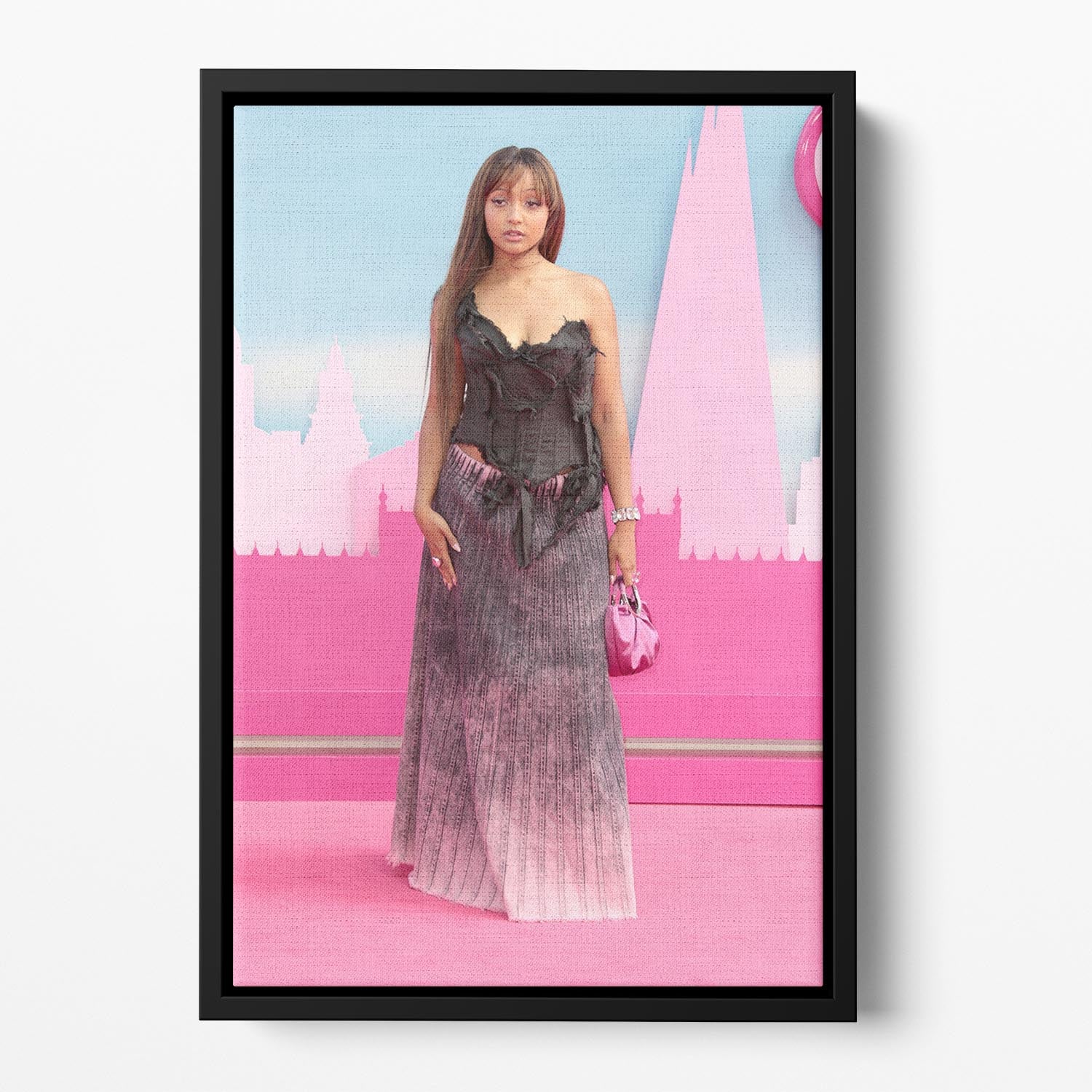 PinkPantheress at the Barbie premiere Floating Framed Canvas - Canvas Art Rocks - 2