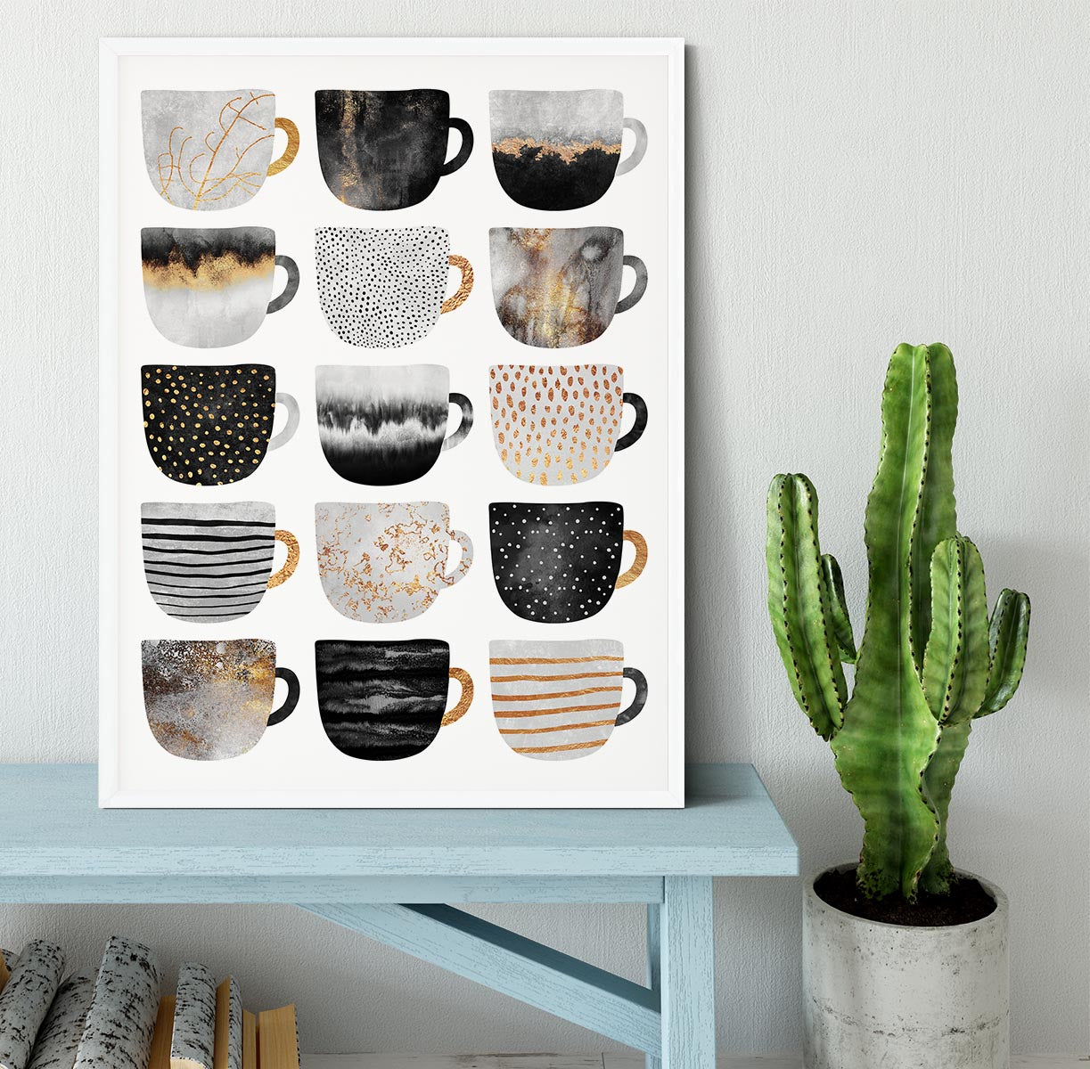 Pretty Coffee Cups Framed Print - Canvas Art Rocks -6