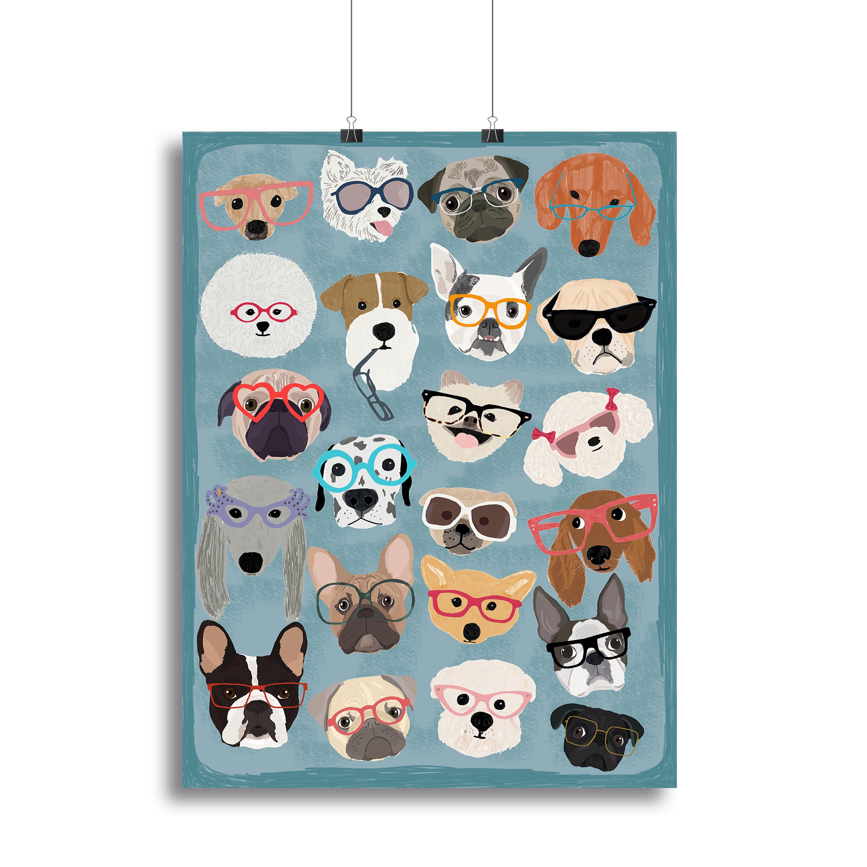 Puzzle Dogs In Glasses Canvas Print or Poster - 1x - 2