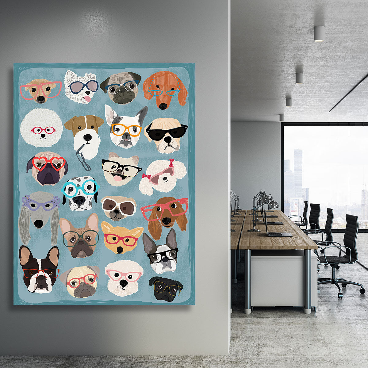 Puzzle Dogs In Glasses Canvas Print or Poster - 1x - 3