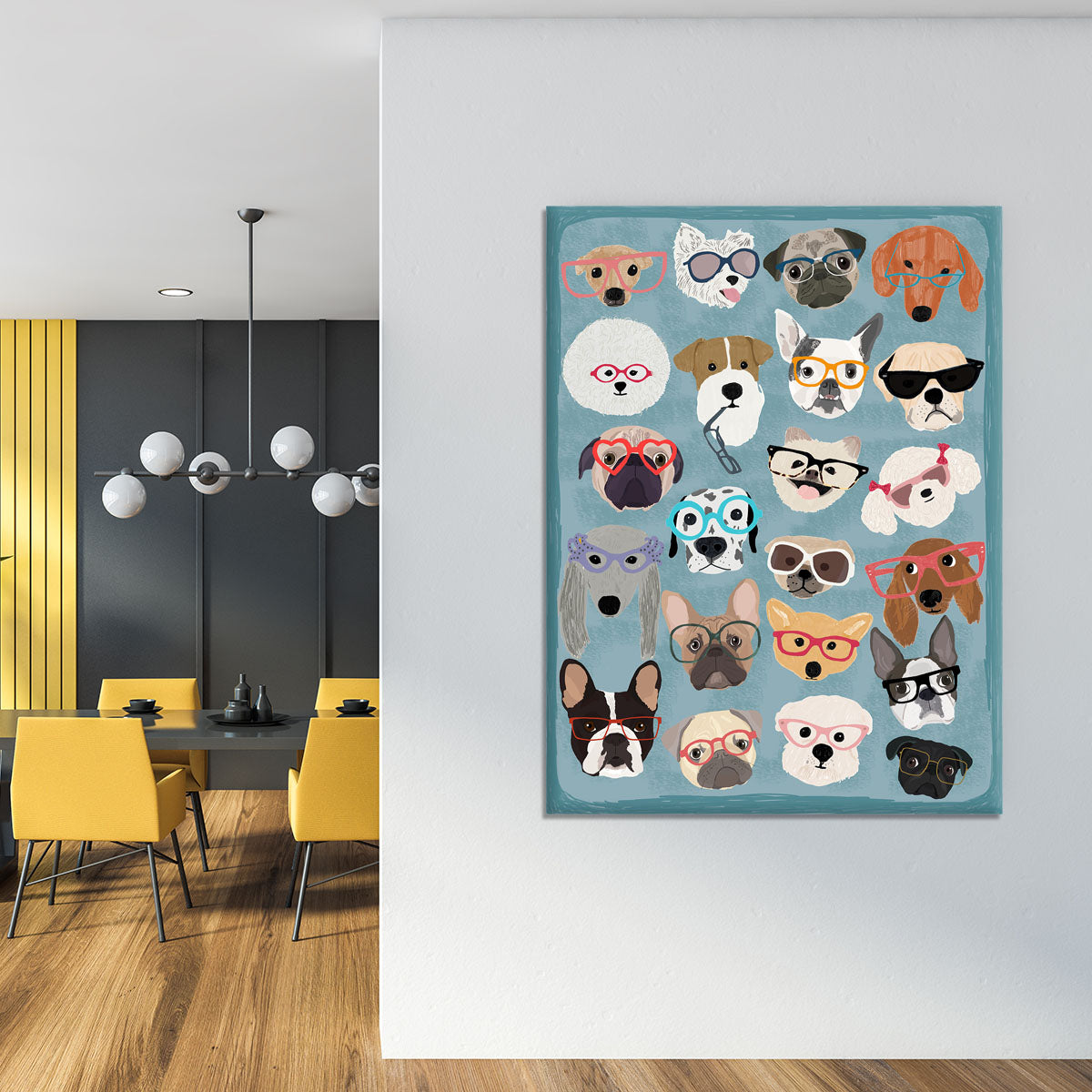 Puzzle Dogs In Glasses Canvas Print or Poster - 1x - 4