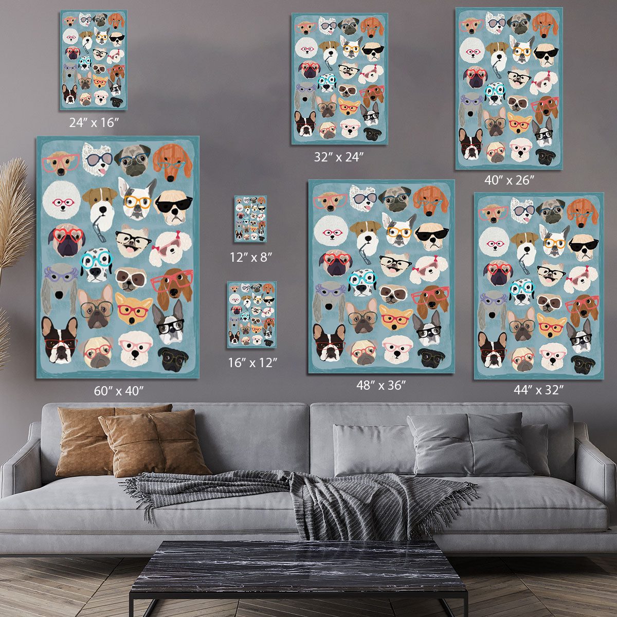 Puzzle Dogs In Glasses Canvas Print or Poster - 1x - 7
