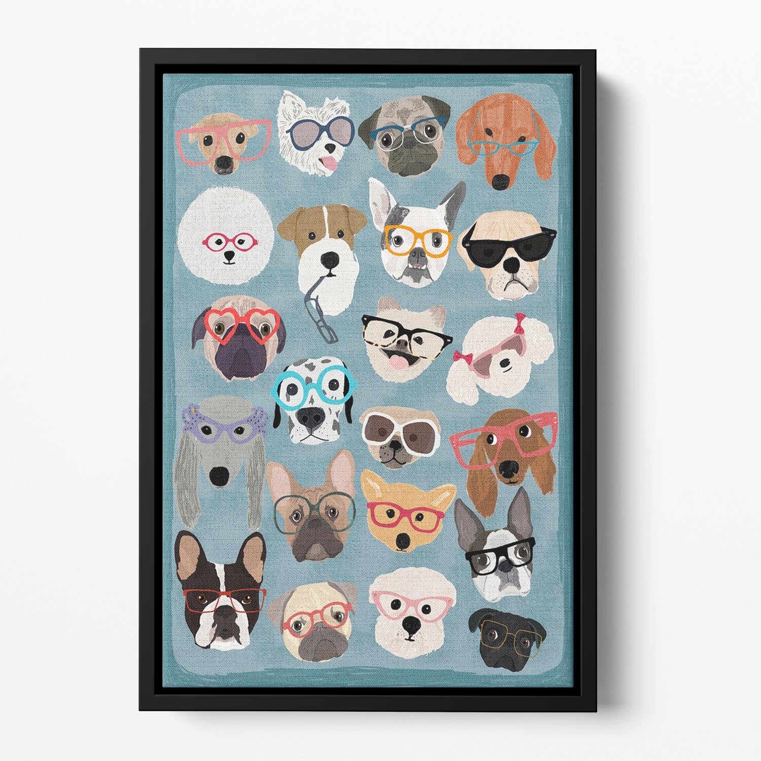 Puzzle Dogs In Glasses Floating Framed Canvas - 1x - 2