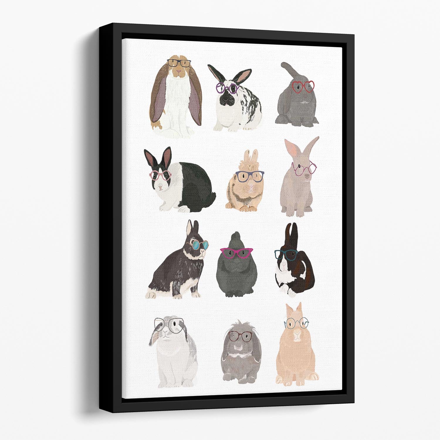 Rabbit Family Floating Framed Canvas - 1x - 1