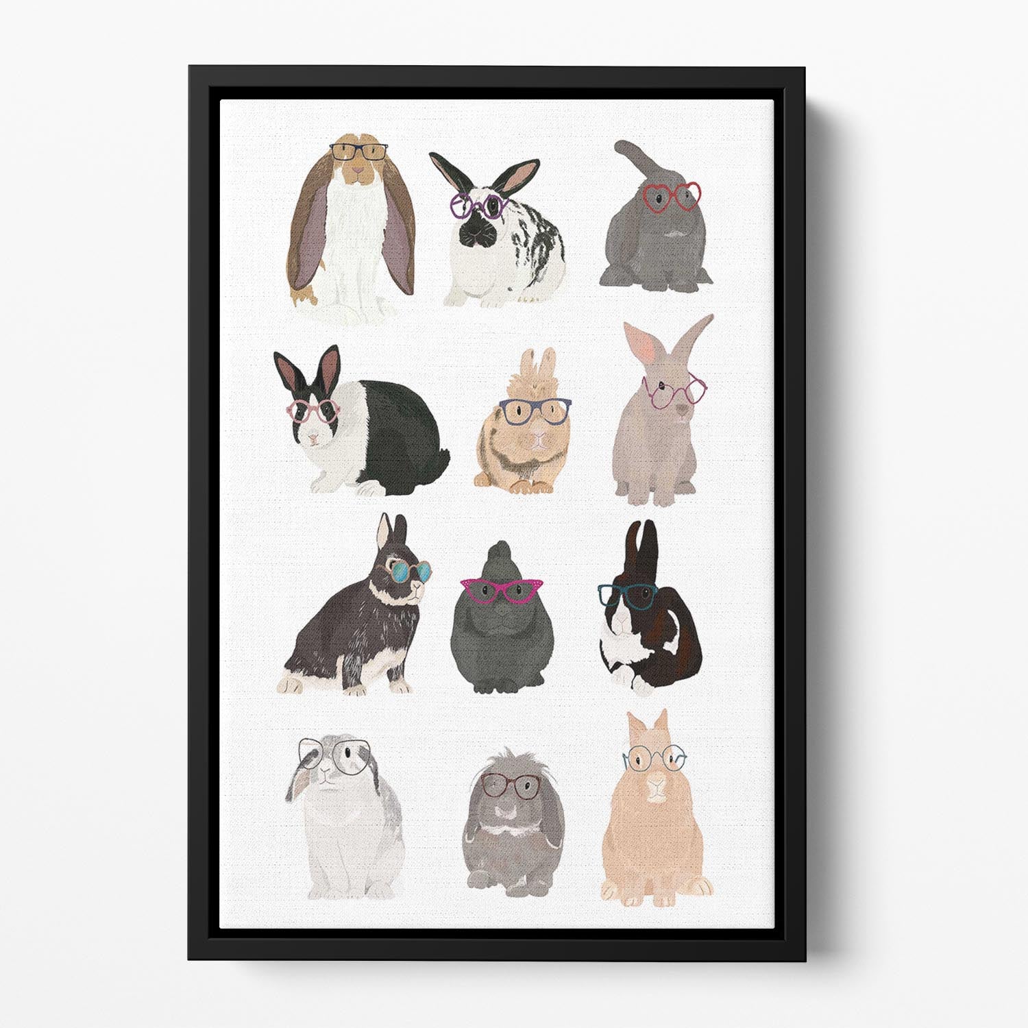 Rabbit Family Floating Framed Canvas - 1x - 2