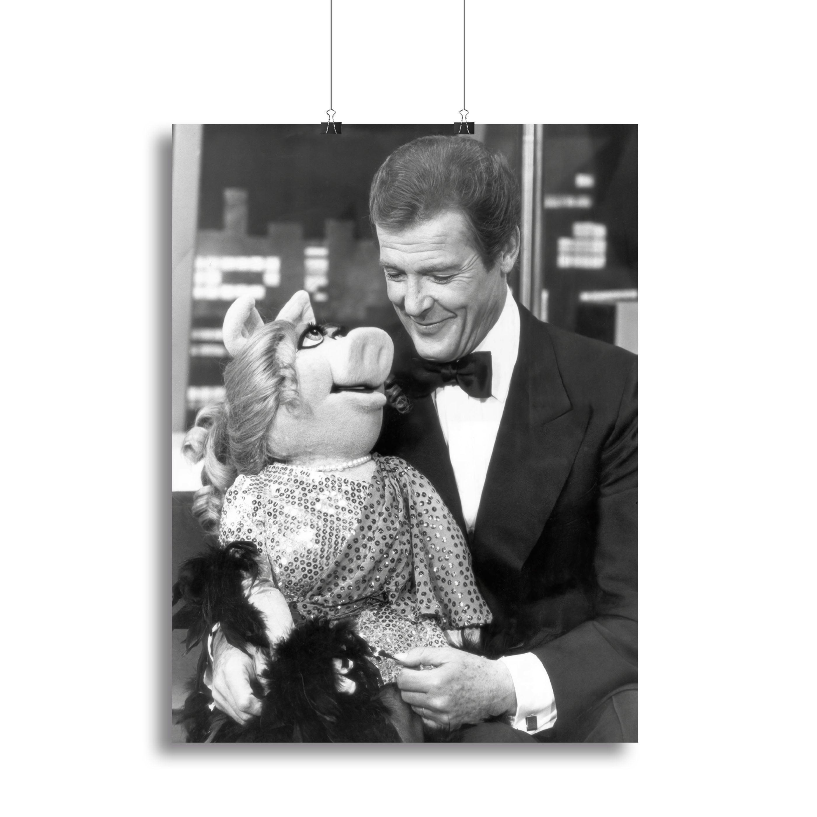 Roger Moore with Miss Piggy Canvas Print or Poster - Canvas Art Rocks - 2