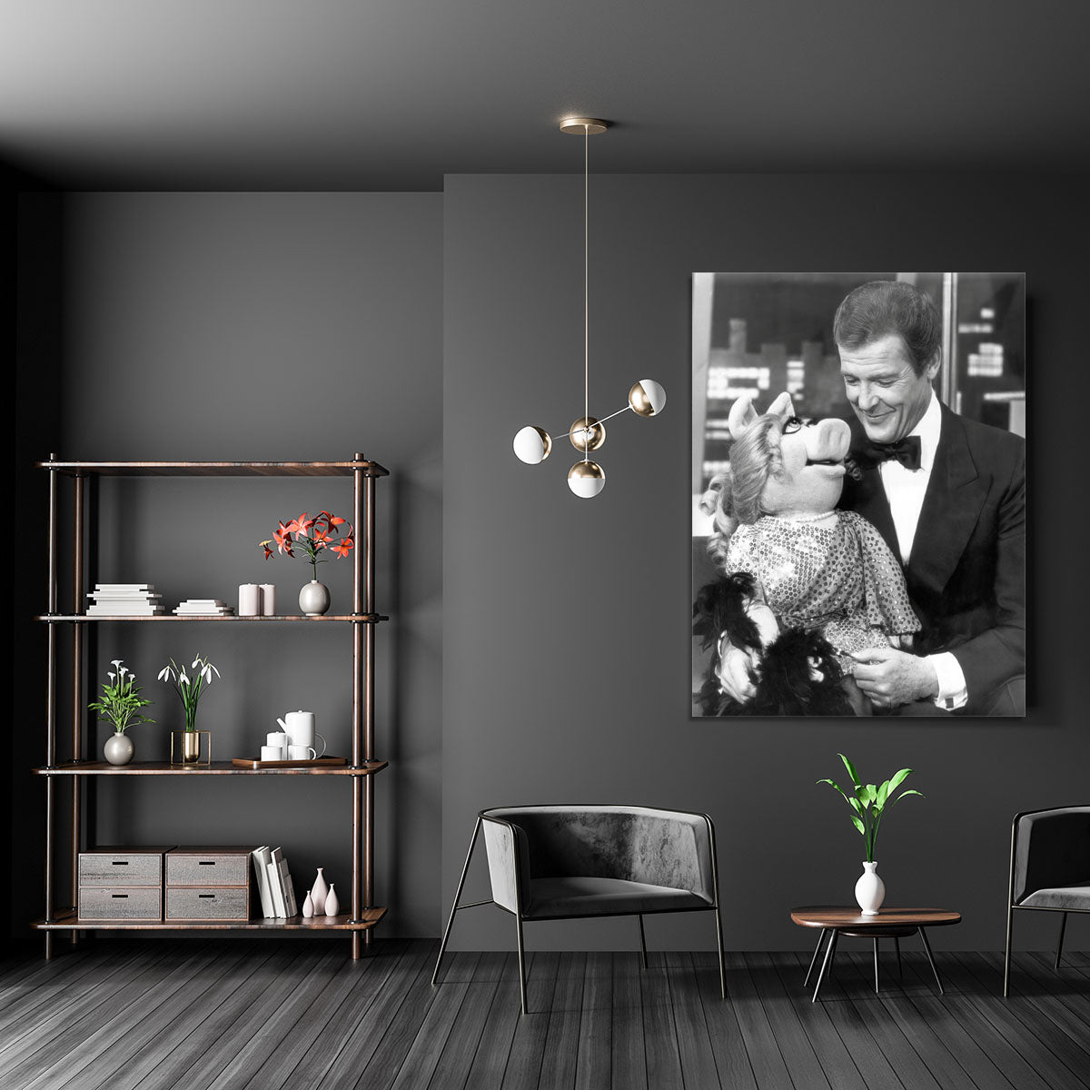 Roger Moore with Miss Piggy Canvas Print or Poster - Canvas Art Rocks - 5