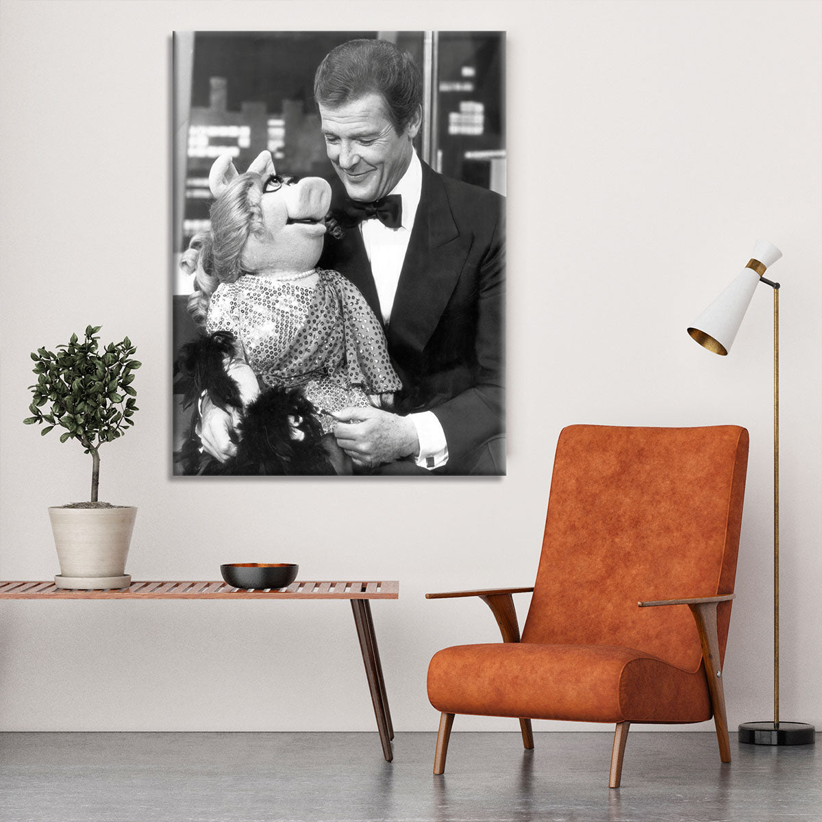 Roger Moore with Miss Piggy Canvas Print or Poster - Canvas Art Rocks - 6