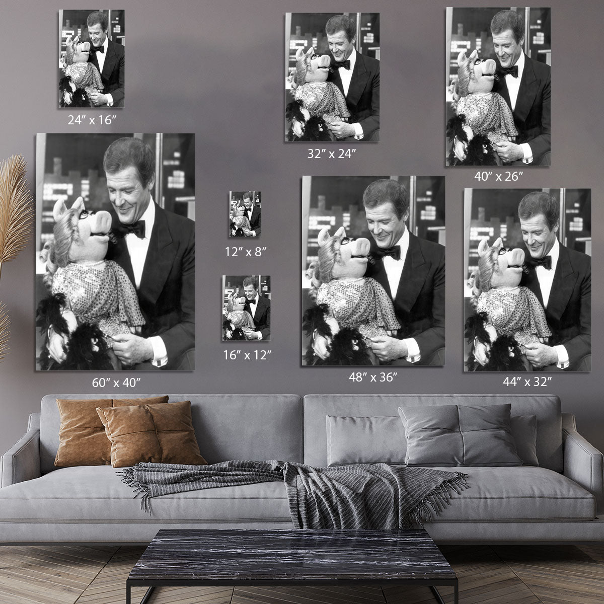 Roger Moore with Miss Piggy Canvas Print or Poster - Canvas Art Rocks - 7