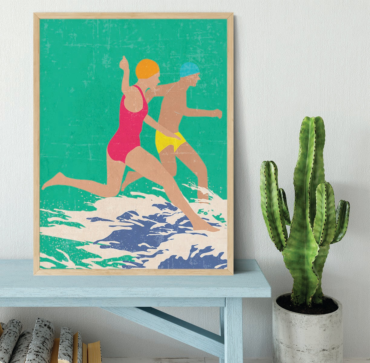 Running Swimmers green Framed Print - 1x - 4