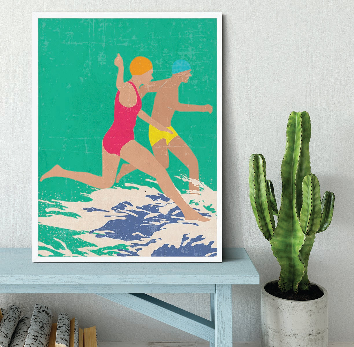 Running Swimmers green Framed Print - 1x -6