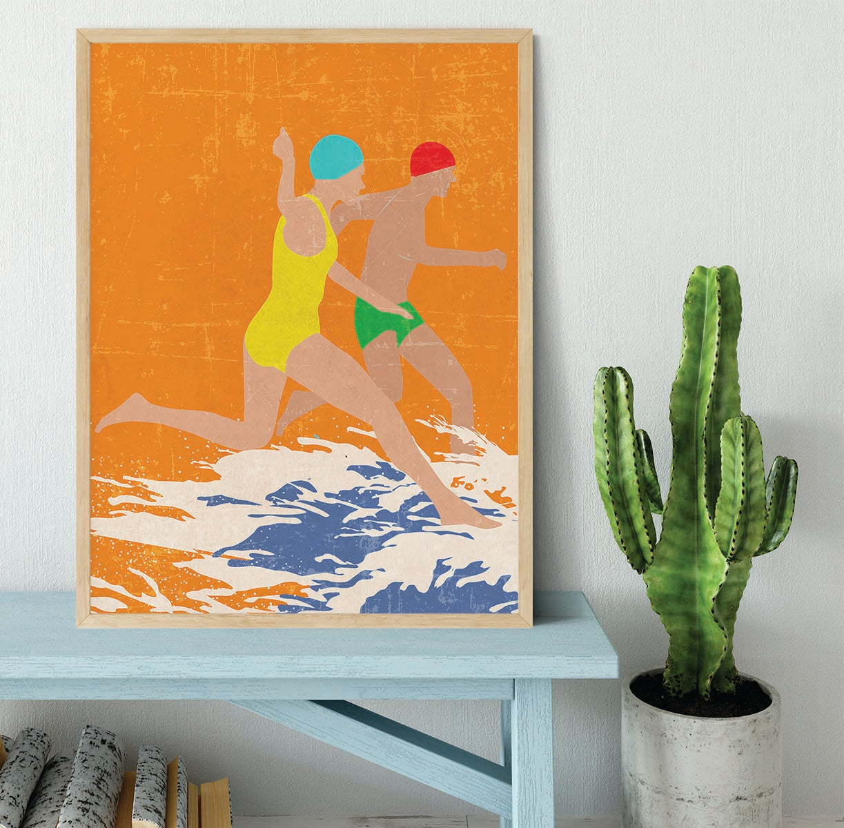 Running Swimmers orange Framed Print - 1x - 4