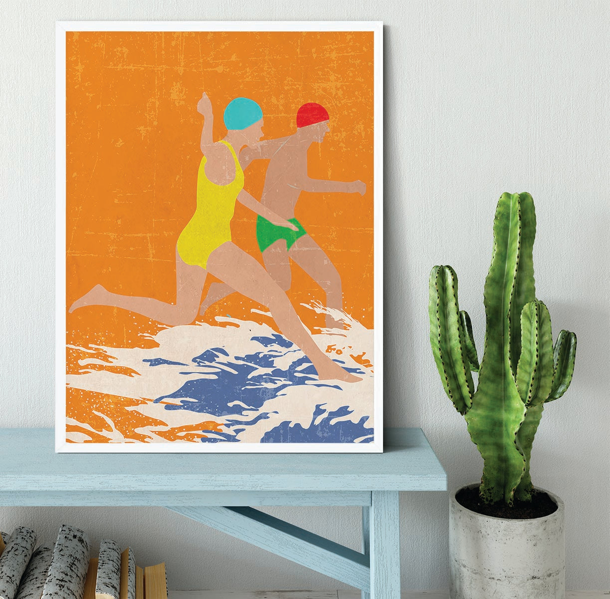 Running Swimmers orange Framed Print - 1x -6