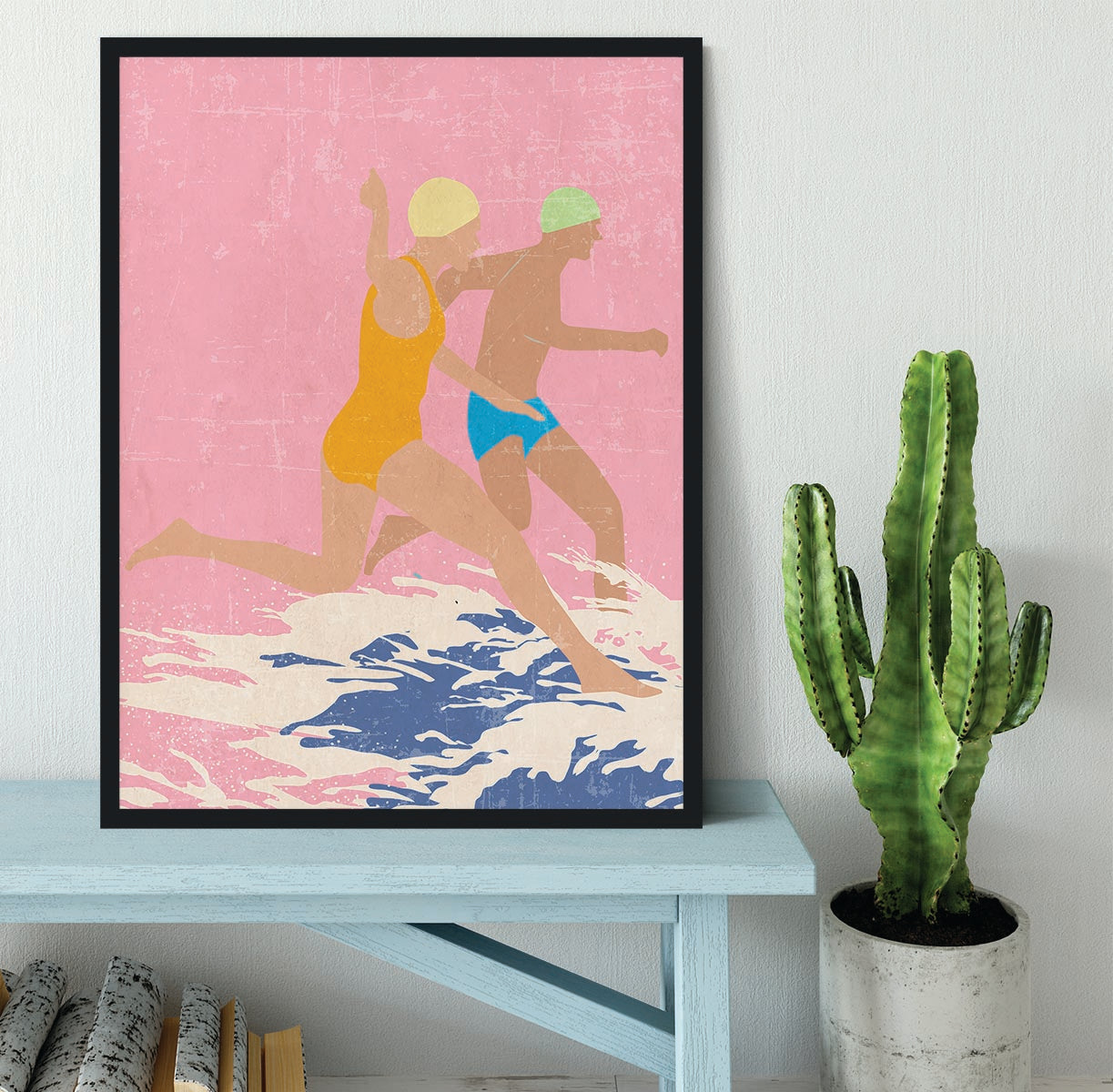 Running Swimmers pink Framed Print - 1x - 2