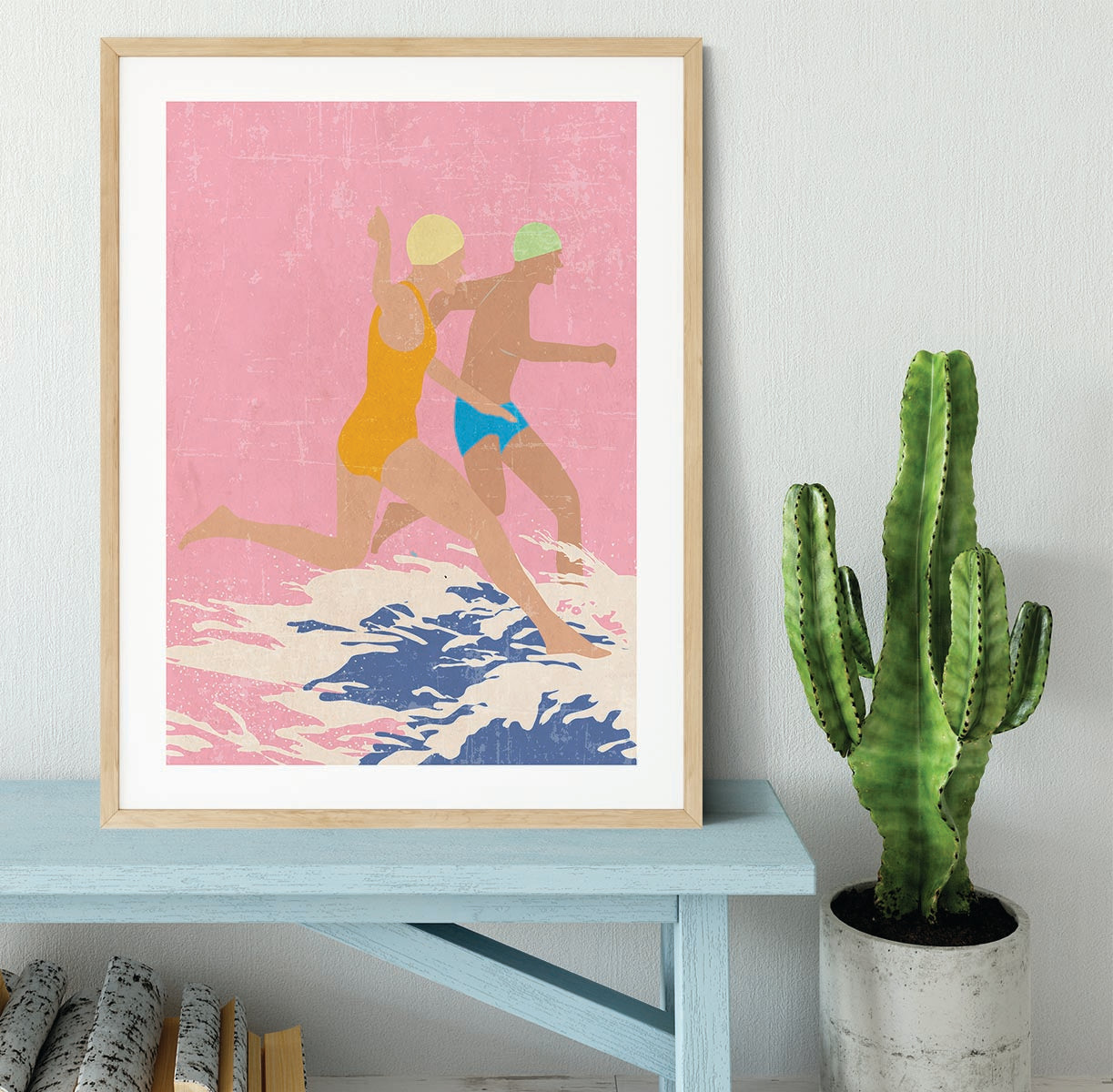 Running Swimmers pink Framed Print - 1x - 3