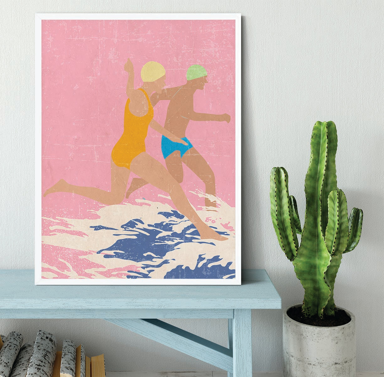 Running Swimmers pink Framed Print - 1x -6