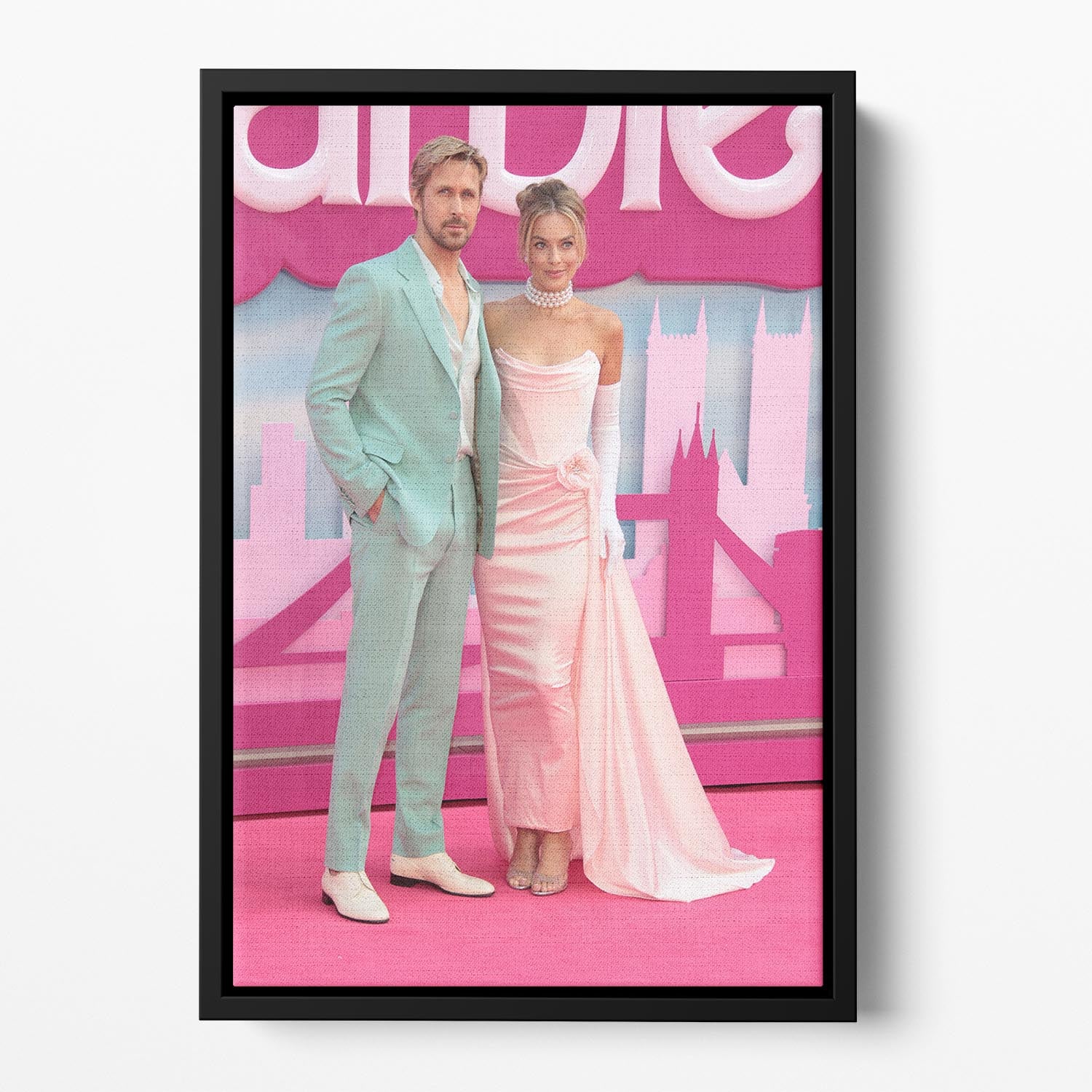 Ryan Gosling and Margot Robbie as Ken and Barbie Floating Framed Canvas - Canvas Art Rocks - 2