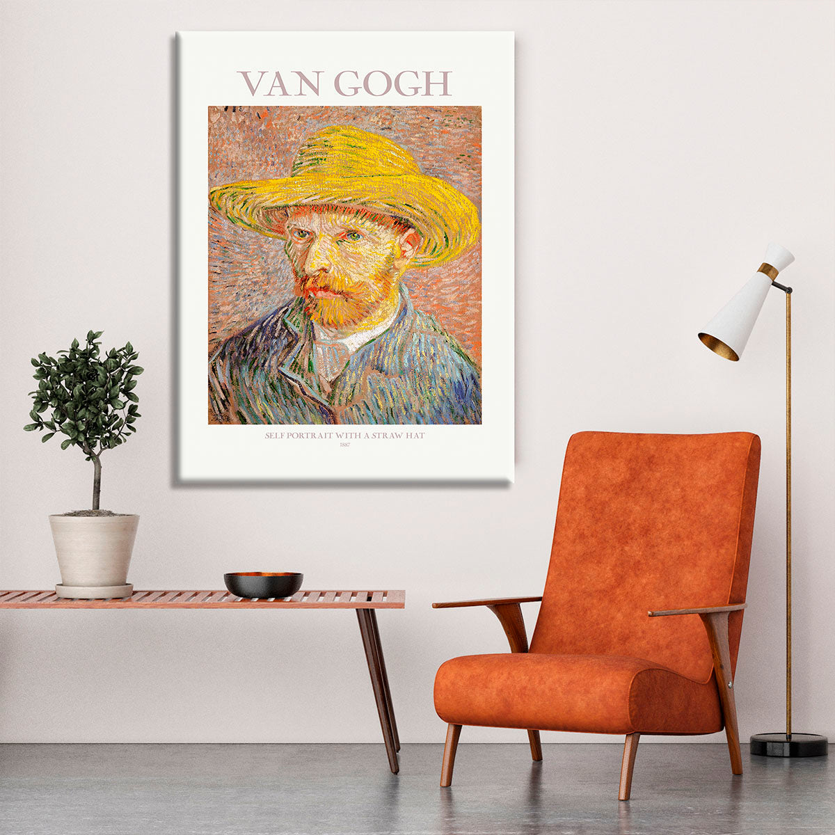 Self Portrait With Straw Hat Titled Canvas Print or Poster - Canvas Art Rocks - 6