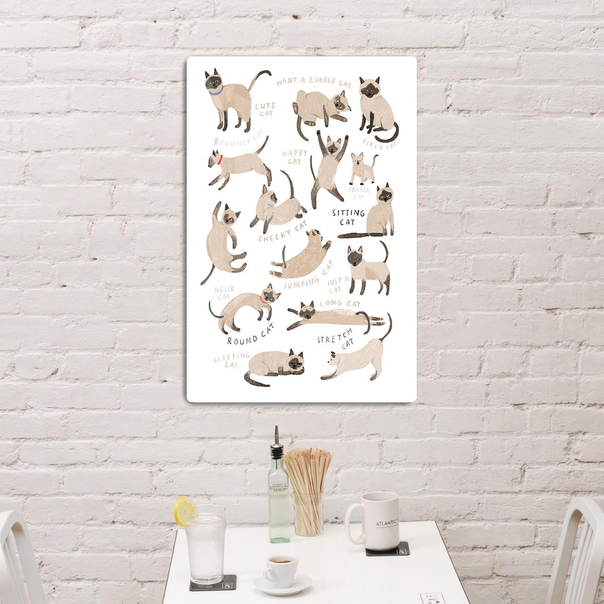 Siamese Cat Print Acrylic Block - 1x - 3