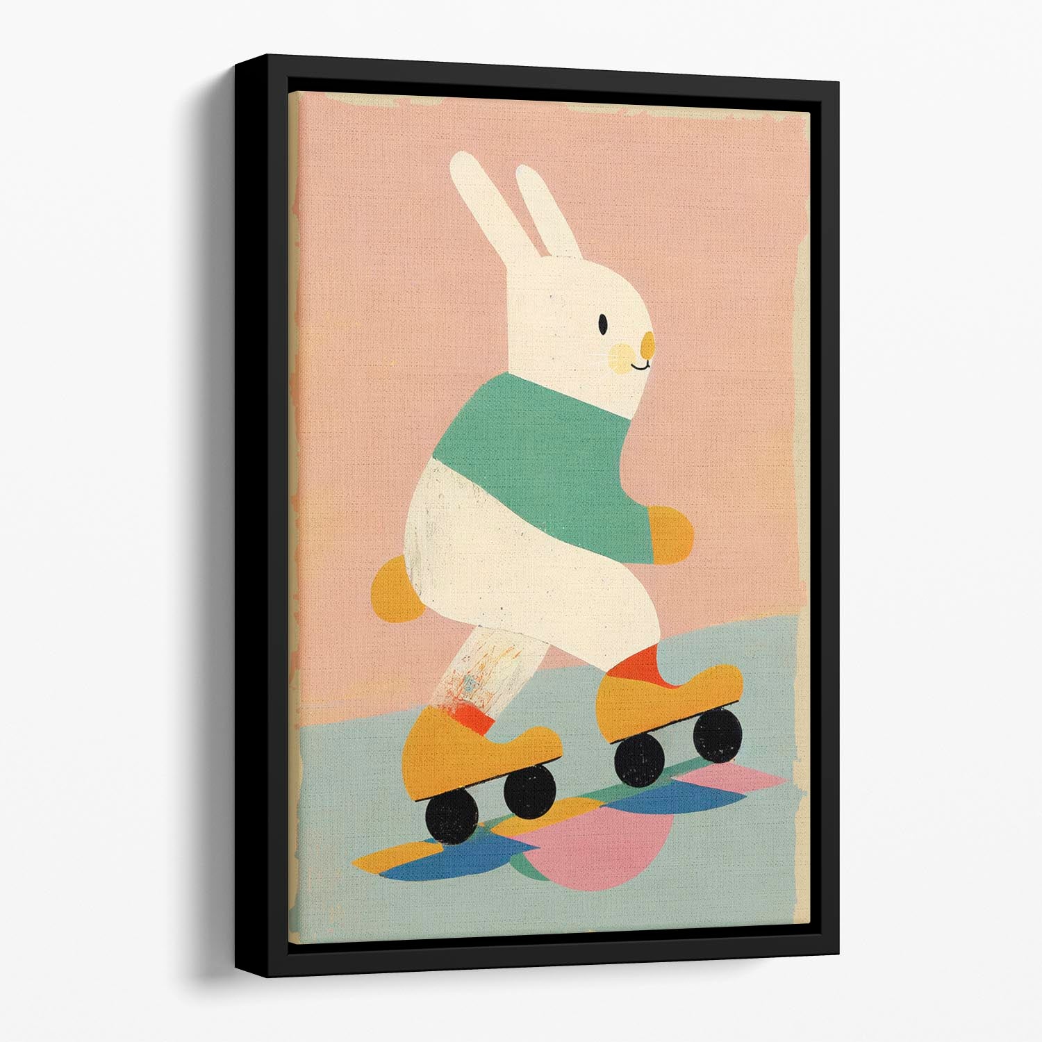 Skating Bunny Floating Framed Canvas - 1x - 1