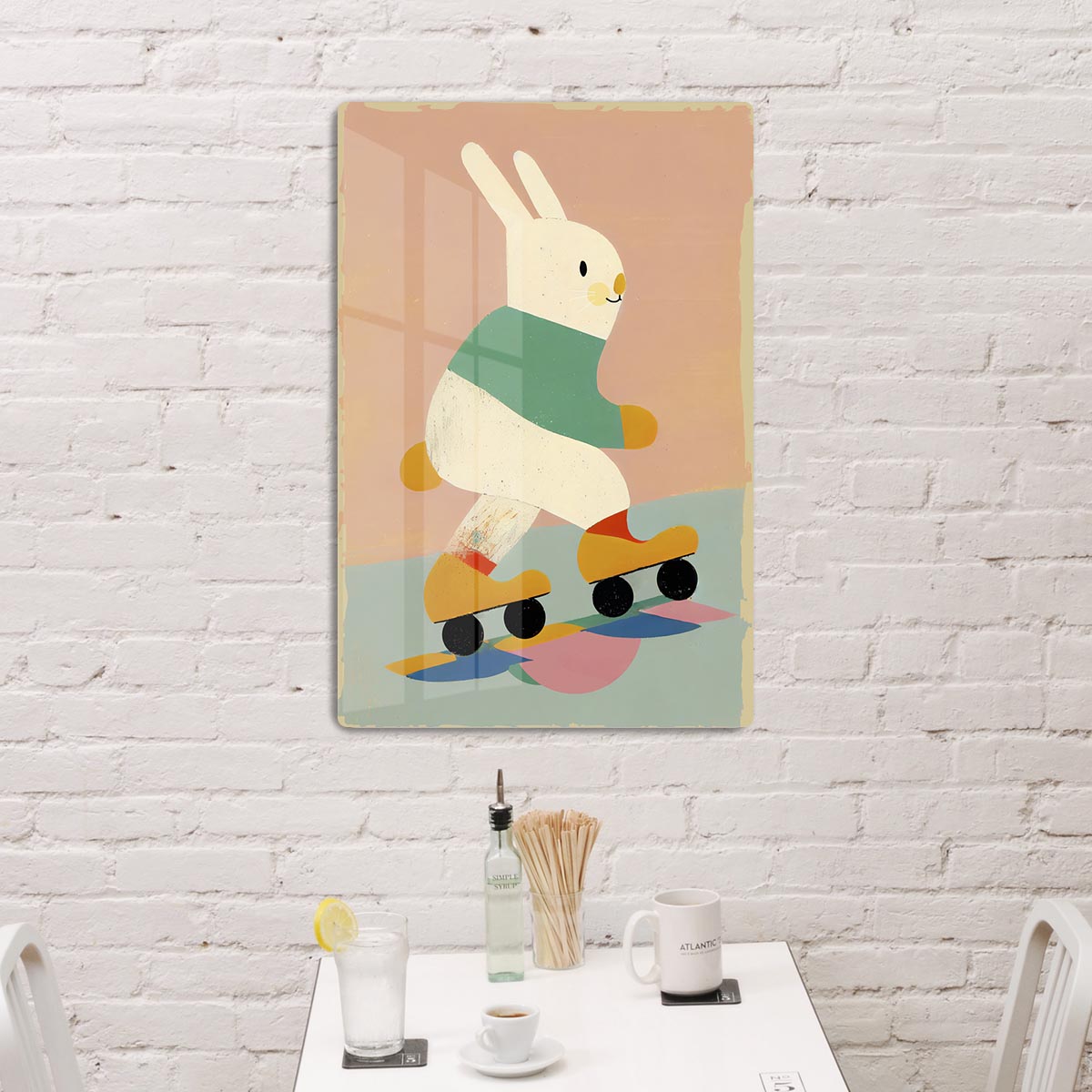 Skating Bunny Acrylic Block - 1x - 3