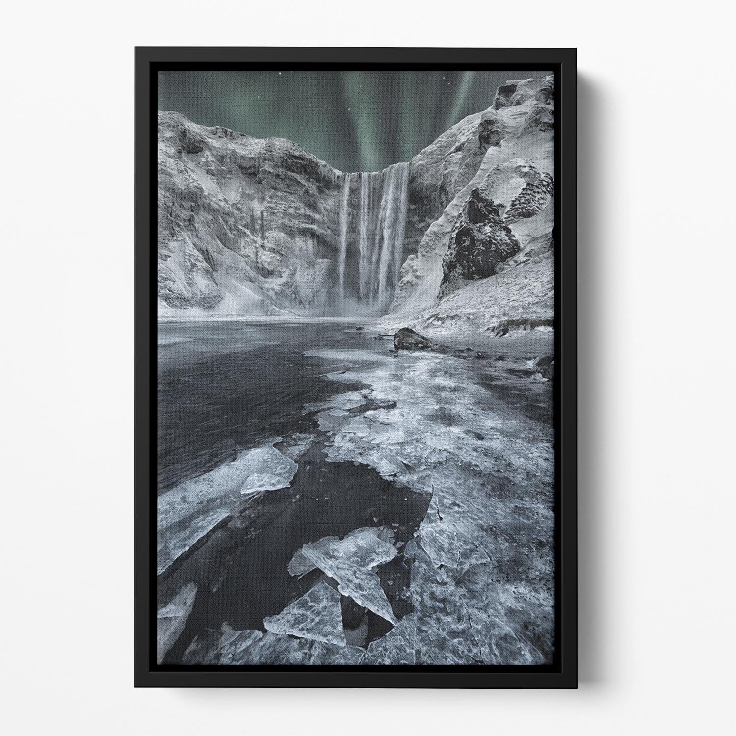Skogafoss Falls Floating Framed Canvas - Canvas Art Rocks - 2