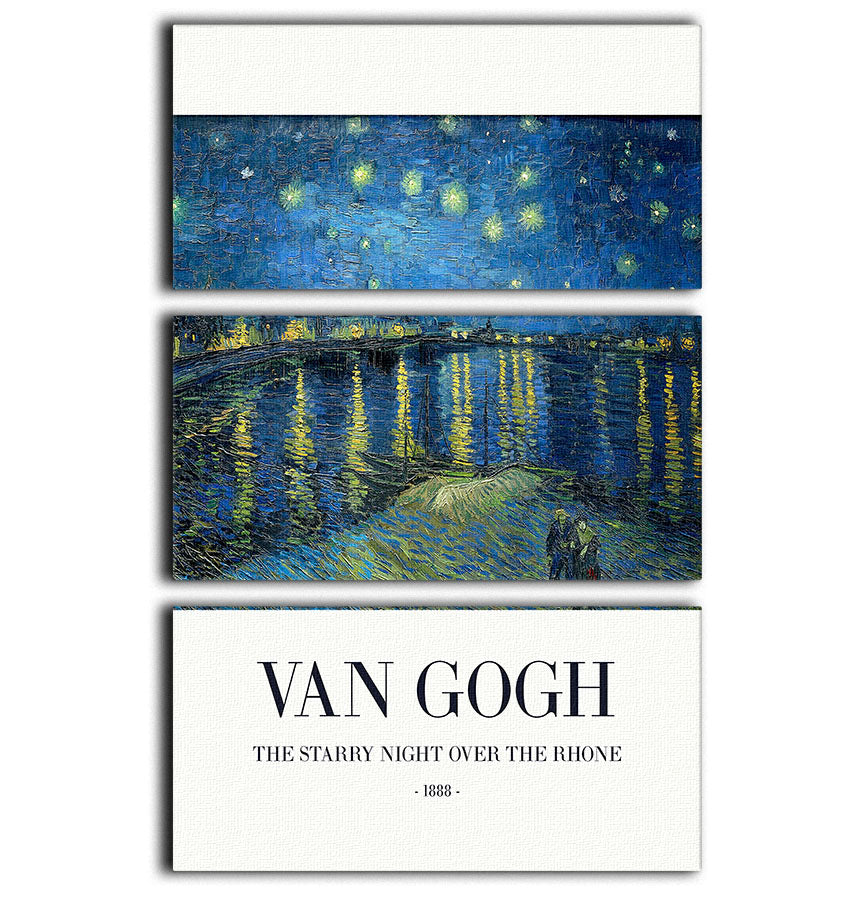 The Starry Night Over The Rhone Titled 3 Split Panel Canvas Print - Canvas Art Rocks - 1