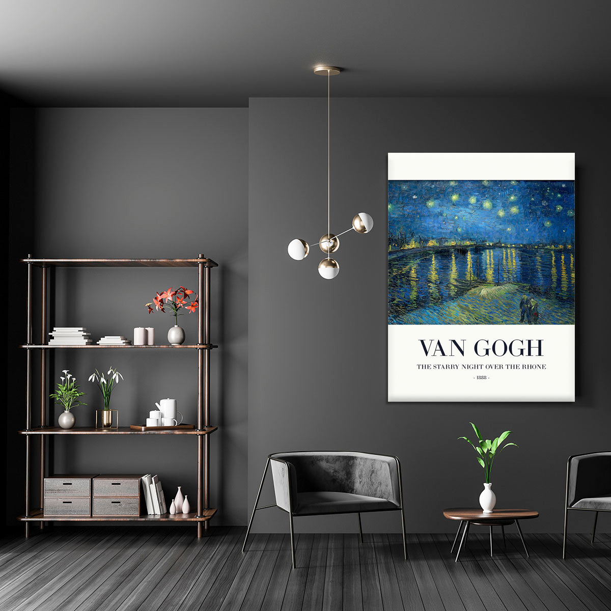The Starry Night Over The Rhone Titled Canvas Print or Poster - Canvas Art Rocks - 5