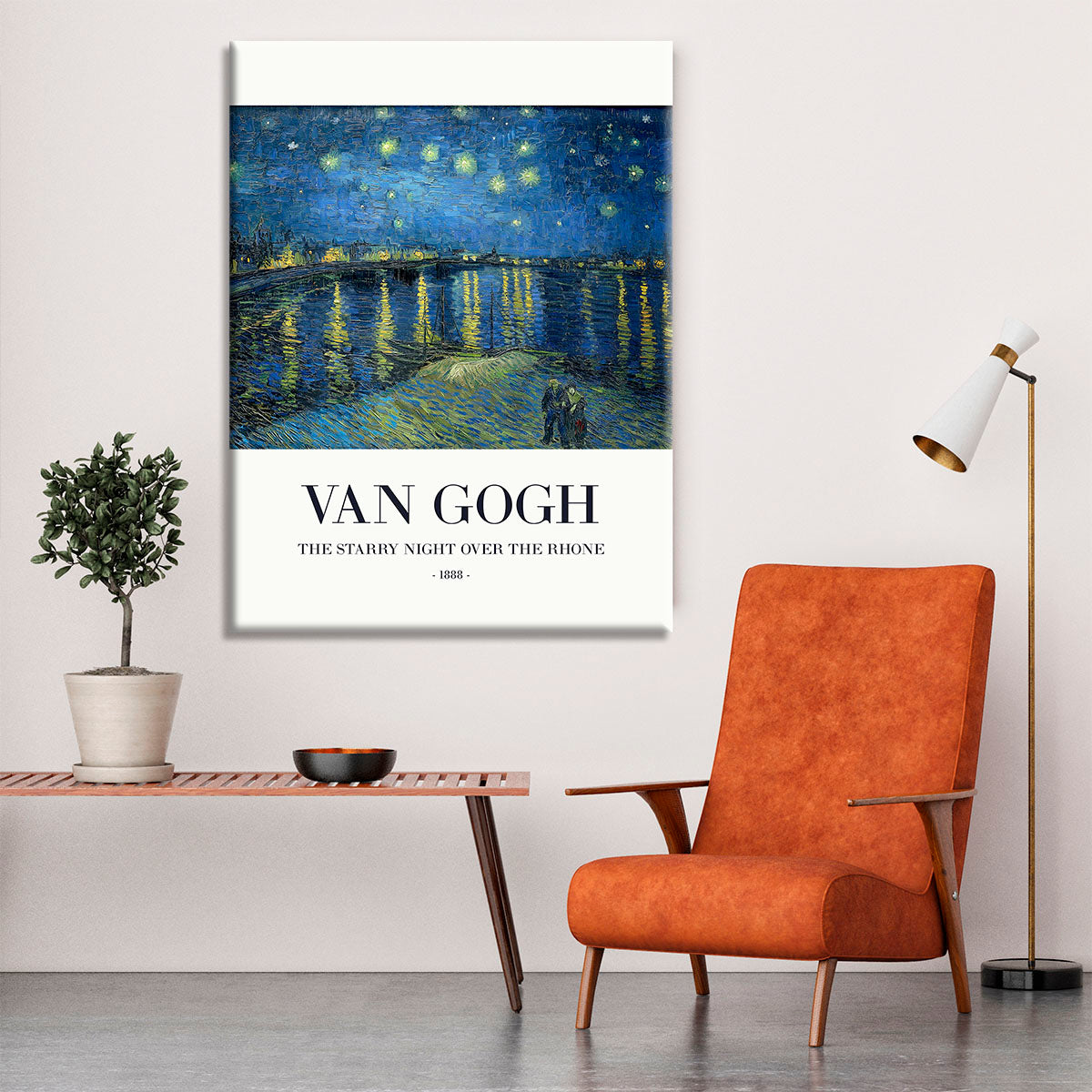 The Starry Night Over The Rhone Titled Canvas Print or Poster - Canvas Art Rocks - 6