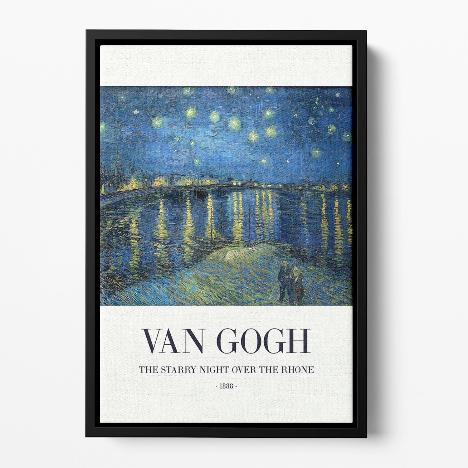 The Starry Night Over The Rhone Titled Floating Framed Canvas - Canvas Art Rocks - 2