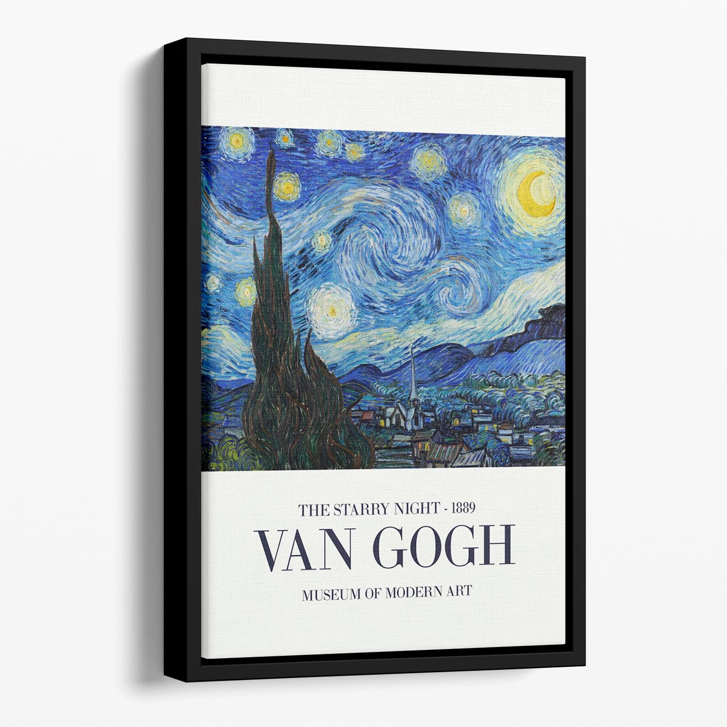 The Starry Night Titled Floating Framed Canvas - Canvas Art Rocks - 1